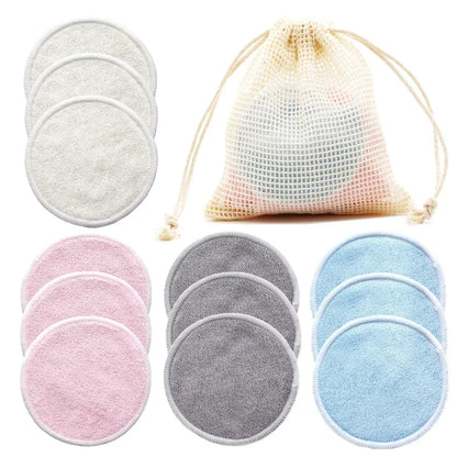 Herbruikbare Wattenschijfjes Set van 12 – Bamboe Make-up Remover Pads met Waszakje – Wasbare Katoenen Schijfjes voor Gezichtsreiniging en Huidverzorging