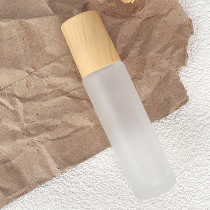 Matglazen Rollerflesjes 5 ml / 10 ml – Roll-on Flesjes voor Etherische Olie met Houtlook Dop en RVS Rollerbal