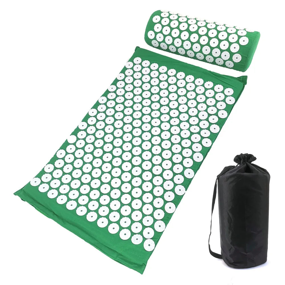 Acupressuur Spijkermat en Kussenset – Massagemat voor Rugpijn, Nekpijn en Stressverlichting – Yoga en Ontspanning