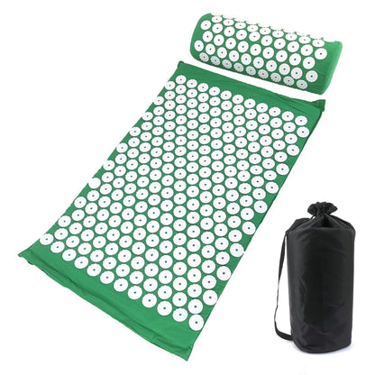 Acupressuur Spijkermat en Kussenset – Massagemat voor Rugpijn, Nekpijn en Stressverlichting – Yoga en Ontspanning