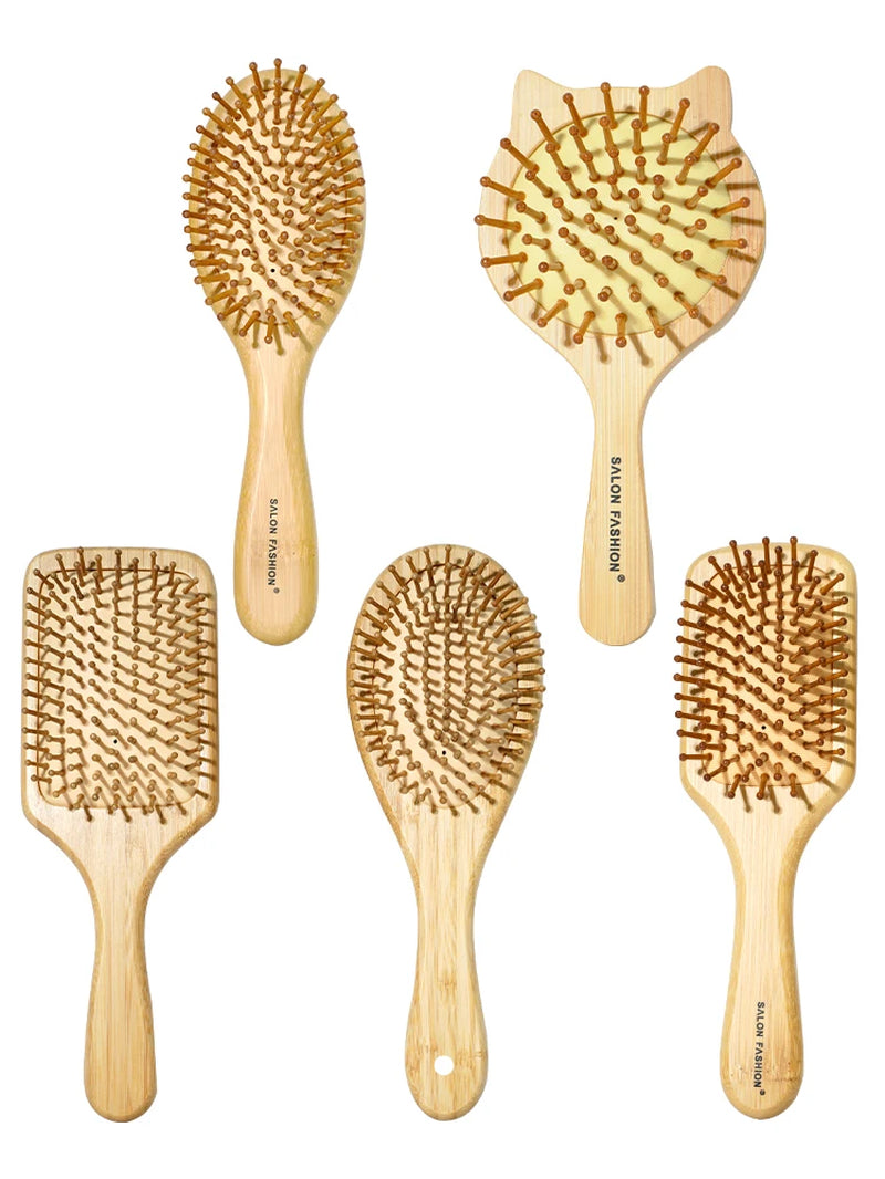 Bamboe Haarborstel – Natuurlijke Houten Anti-Statische Kam & Hoofdhuid Massager – Met Luchtkussen (Air Cushion) voor Ontklitten – Voor Dames & Heren