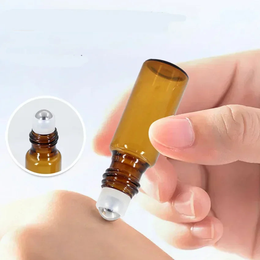 Glazen Rollerflesjes Bruin Glas – Set van 50 / 100 Stuks – 5 ml / 10 ml – Lege Roll-on Flesjes voor Etherische Olie, Parfum en Cosmetica