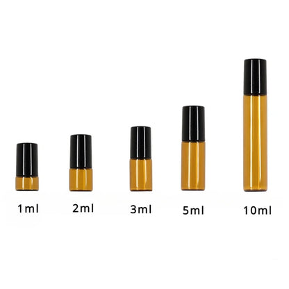 Glazen Rollerflesjes Bruin Glas – Set van 50 / 100 Stuks – 5 ml / 10 ml – Lege Roll-on Flesjes voor Etherische Olie, Parfum en Cosmetica