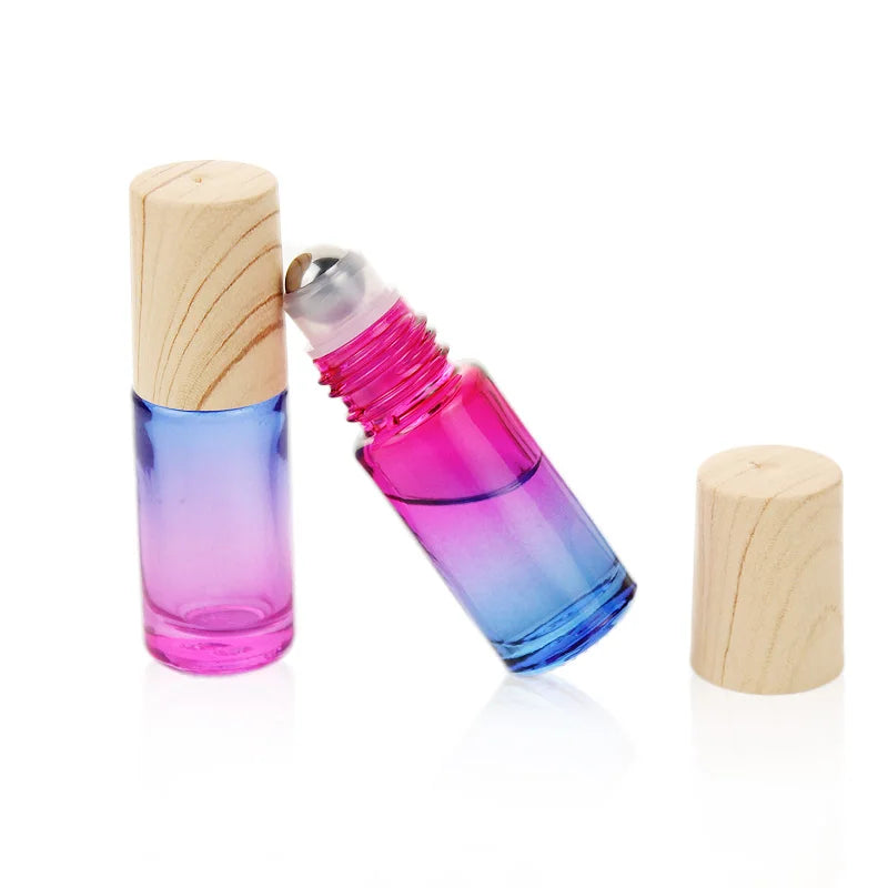 Glazen Rollerflesjes 5 ml – Set van 5/10/20/30/50 Stuks – Dik Glas met Verloopkleuren – Lege Roll-on Flesjes voor Etherische Olie en Reissets