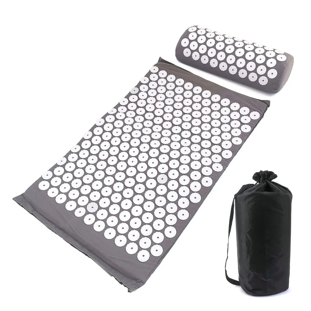 Acupressuur Spijkermat en Kussenset – Massagemat voor Rugpijn, Nekpijn en Stressverlichting – Yoga en Ontspanning