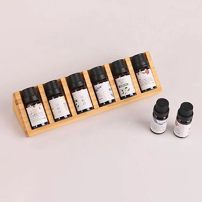 Bamboe Etherische Olie Rekje met 6 Compartimenten – Mini Driehoekige Display Stand – Organiser voor Etherische Olieflasjes