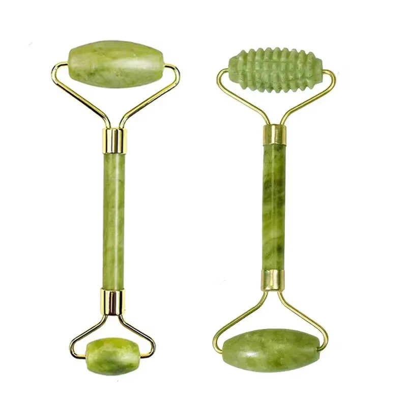 Natuurlijke Jade Roller & Gua Sha Set – Gezichtsmassager & Schraper – Anti-Rimpel & Gezichtslifting Tool – Groene Jade Steen voor Beauty & Skin Care