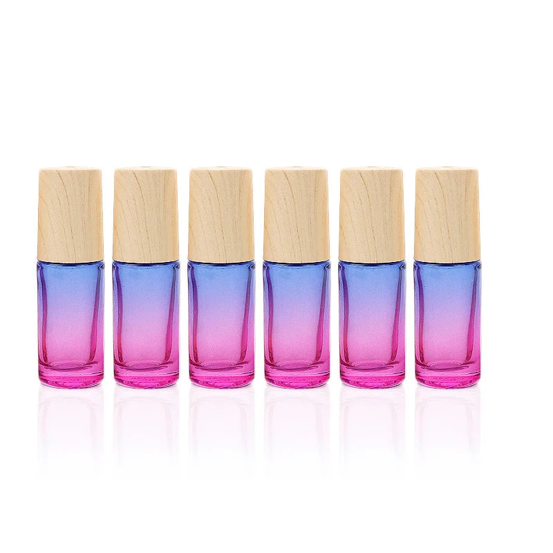 Glazen Rollerflesjes 5 ml – Set van 5/10/20/30/50 Stuks – Dik Glas met Verloopkleuren – Lege Roll-on Flesjes voor Etherische Olie en Reissets