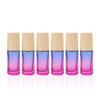 Glazen Rollerflesjes 5 ml – Set van 5/10/20/30/50 Stuks – Dik Glas met Verloopkleuren – Lege Roll-on Flesjes voor Etherische Olie en Reissets