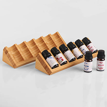 Bamboe Etherische Olie Rekje met 6 Compartimenten – Mini Driehoekige Display Stand – Organiser voor Etherische Olieflasjes