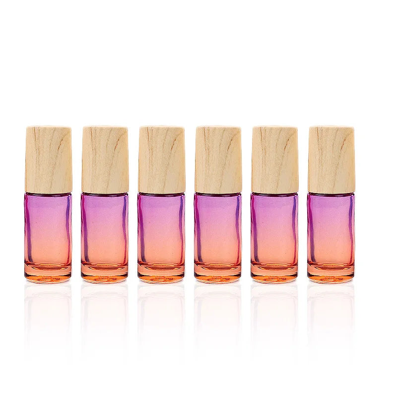 Glazen Rollerflesjes 5 ml – Set van 5/10/20/30/50 Stuks – Dik Glas met Verloopkleuren – Lege Roll-on Flesjes voor Etherische Olie en Reissets