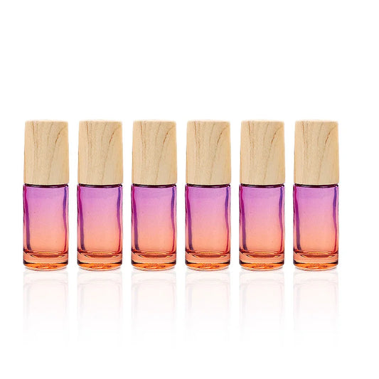 Glazen Rollerflesjes 5 ml – Set van 5/10/20/30/50 Stuks – Dik Glas met Verloopkleuren – Lege Roll-on Flesjes voor Etherische Olie en Reissets
