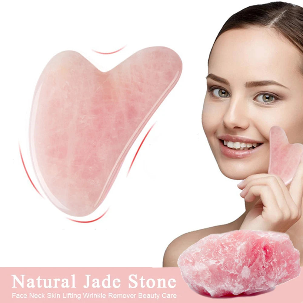Natuurlijke Rozenkwarts Gua Sha Schraper – Roze Jade Gezichtsmassager – Anti-Rimpel & Gezichtslifting Tool – Voor Gezicht & Lichaam – SPA & Beauty Care