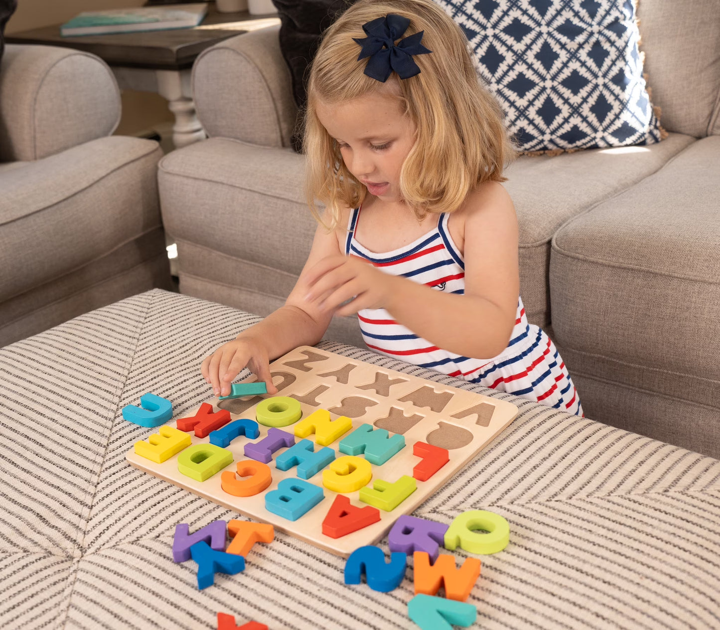 Wooden Alphabet Puzzle, Baby and Toddler Toys for Children Ages 18 Months