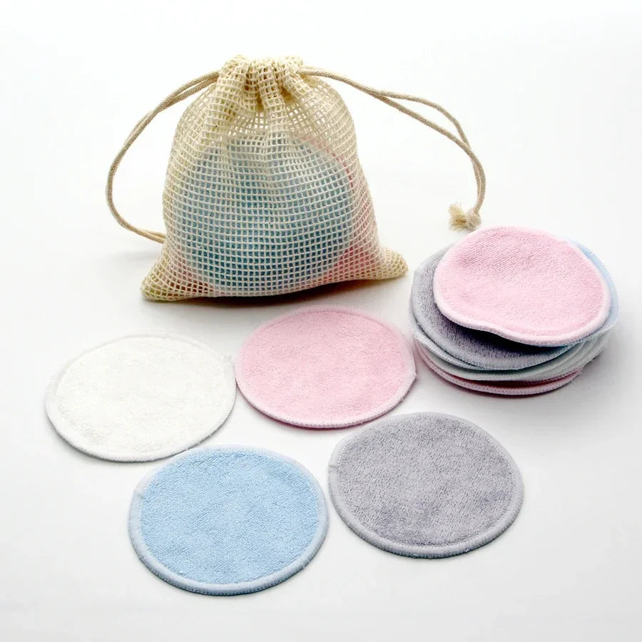Herbruikbare Wattenschijfjes Set van 12 – Bamboe Make-up Remover Pads met Waszakje – Wasbare Katoenen Schijfjes voor Gezichtsreiniging en Huidverzorging