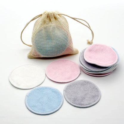 Herbruikbare Wattenschijfjes Set van 12 – Bamboe Make-up Remover Pads met Waszakje – Wasbare Katoenen Schijfjes voor Gezichtsreiniging en Huidverzorging