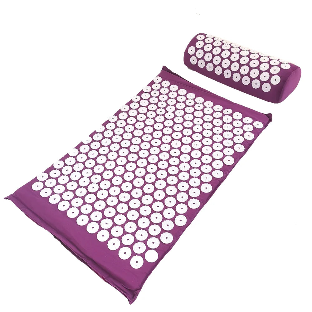 Acupressuur Spijkermat en Kussenset – Massagemat voor Rugpijn, Nekpijn en Stressverlichting – Yoga en Ontspanning