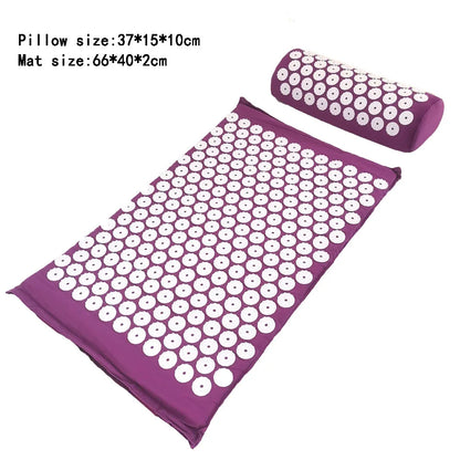 Acupressuur Spijkermat en Kussenset – Massagemat voor Rugpijn, Nekpijn en Stressverlichting – Yoga en Ontspanning