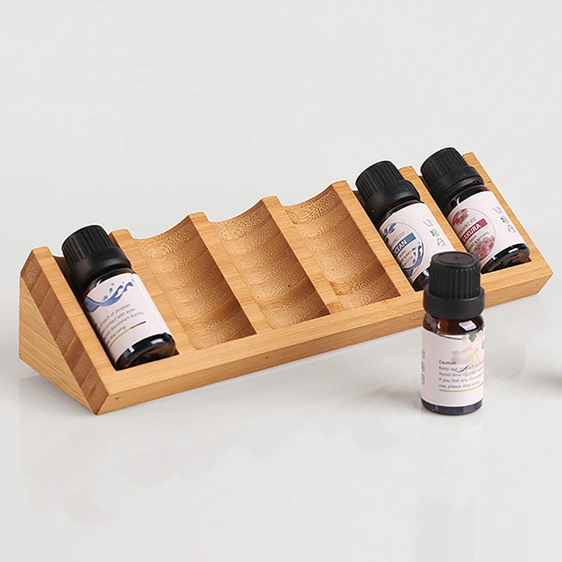 Bamboe Etherische Olie Rekje met 6 Compartimenten – Mini Driehoekige Display Stand – Organiser voor Etherische Olieflasjes