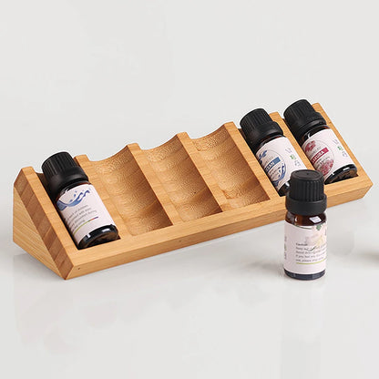 Bamboe Etherische Olie Rekje met 6 Compartimenten – Mini Driehoekige Display Stand – Organiser voor Etherische Olieflasjes