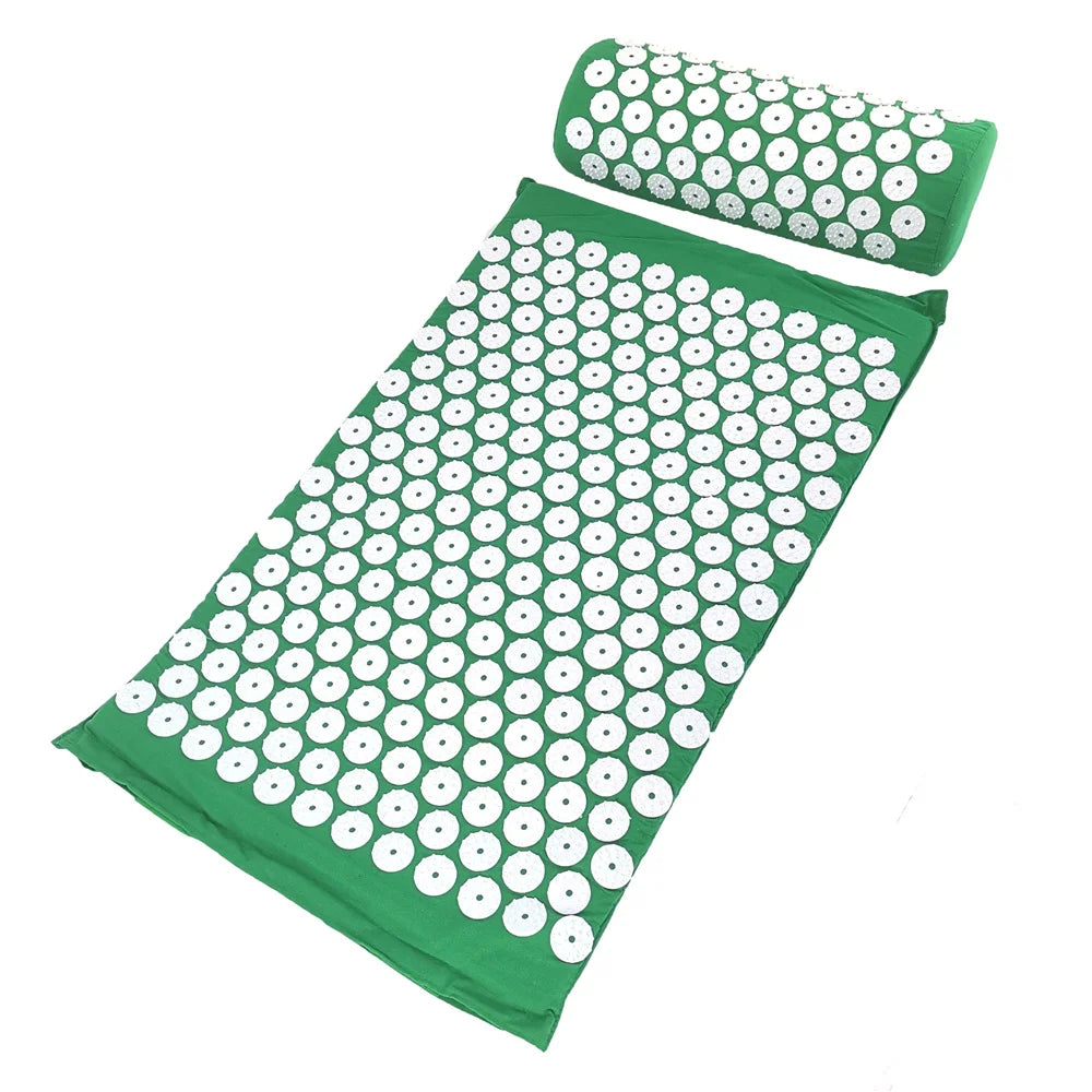 Acupressuur Spijkermat en Kussenset – Massagemat voor Rugpijn, Nekpijn en Stressverlichting – Yoga en Ontspanning