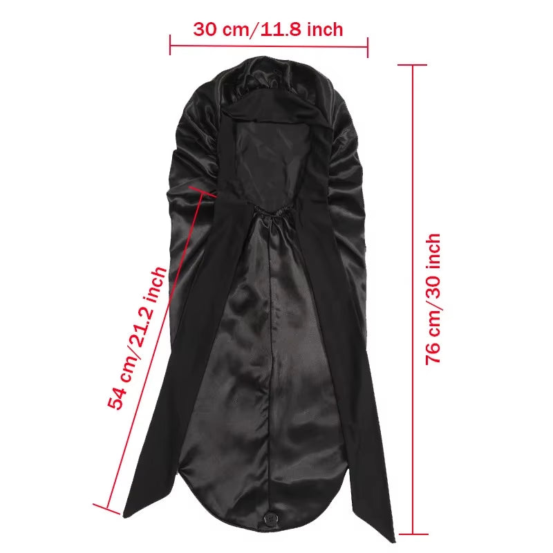 Lange Satijnen Bonnet met Lint – XL Slaapmuts voor Lang Haar & Krullen – Satijnen Hair Wrap & Haar beschermkap – Egalen Kleur