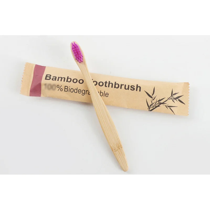 Bamboe Tandenborstels Set (10 Stuks) – Individueel Verpakt in Papier – Natuurlijke & Milieuvriendelijke Houten Tandenborstels