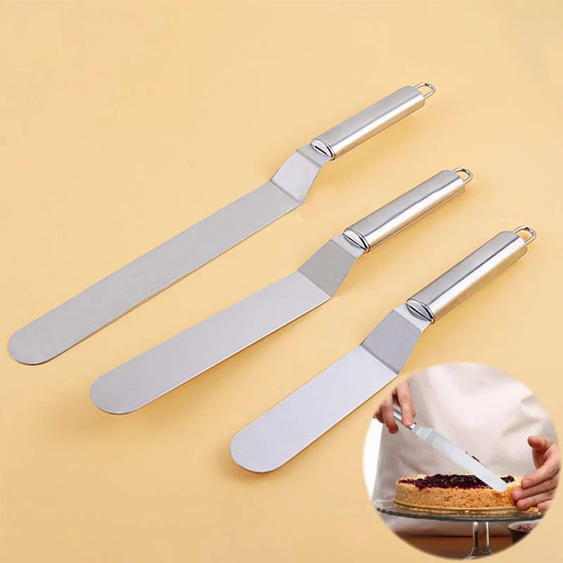 RVS Paletmes en Crème Spatula – Roestvrijstalen Cake- en Taartdecoratie Spatel – Handig Keukengerei voor Bakken en Patisserie