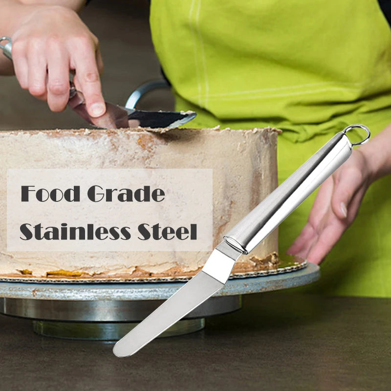 RVS Paletmes en Crème Spatula – Roestvrijstalen Cake- en Taartdecoratie Spatel – Handig Keukengerei voor Bakken en Patisserie