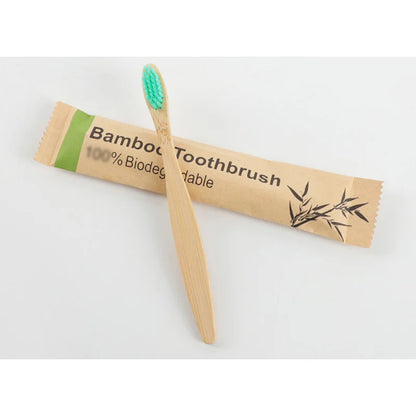 Bamboe Tandenborstels Set (10 Stuks) – Individueel Verpakt in Papier – Natuurlijke & Milieuvriendelijke Houten Tandenborstels