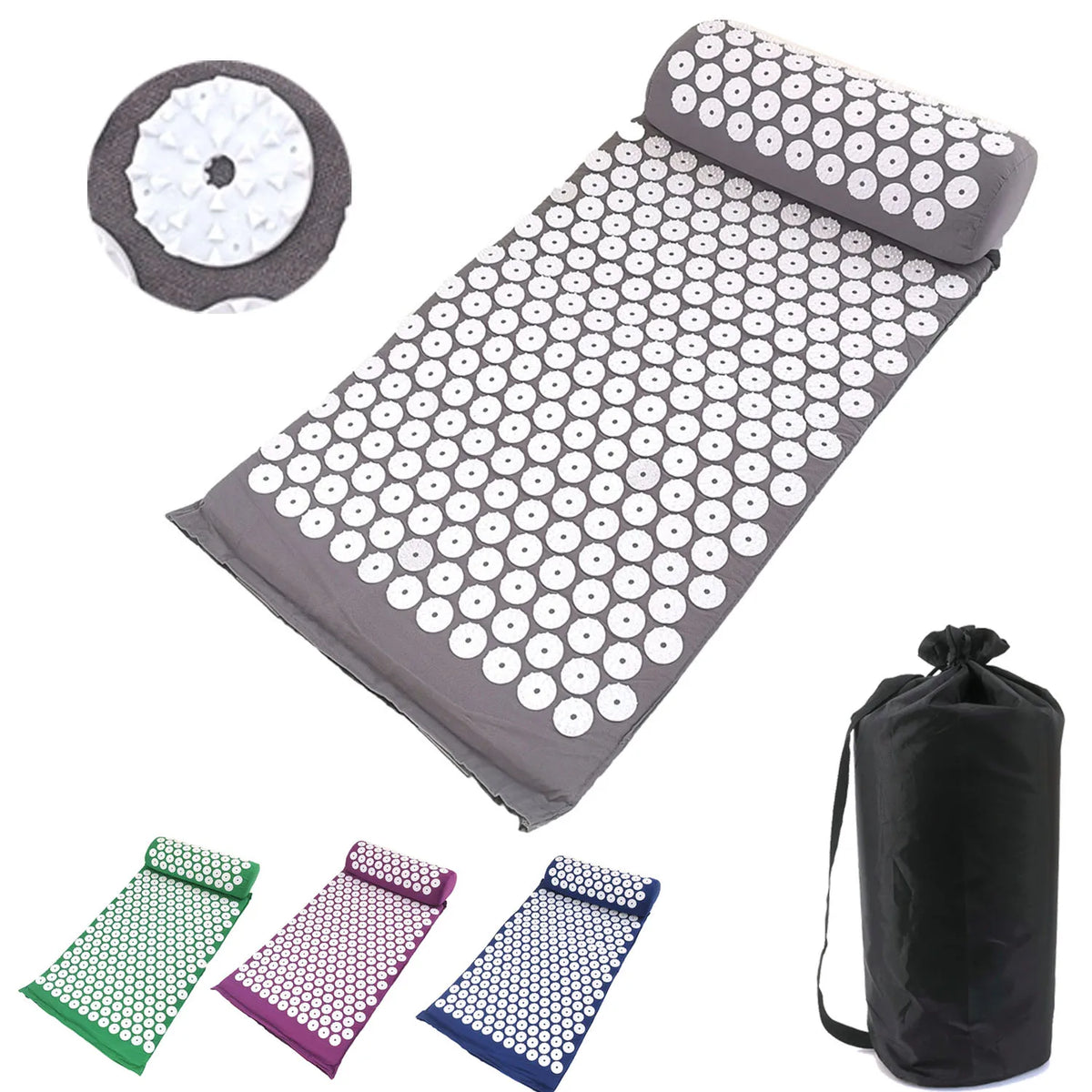 Acupressuur Spijkermat en Kussenset – Massagemat voor Rugpijn, Nekpijn en Stressverlichting – Yoga en Ontspanning