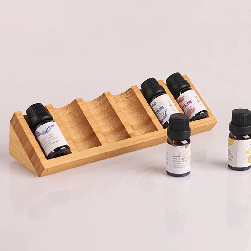 Bamboe Etherische Olie Rekje met 6 Compartimenten – Mini Driehoekige Display Stand – Organiser voor Etherische Olieflasjes