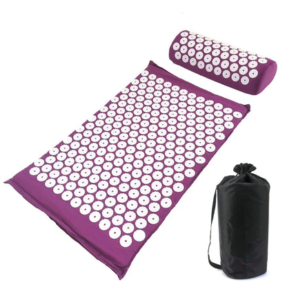 Acupressuur Spijkermat en Kussenset – Massagemat voor Rugpijn, Nekpijn en Stressverlichting – Yoga en Ontspanning