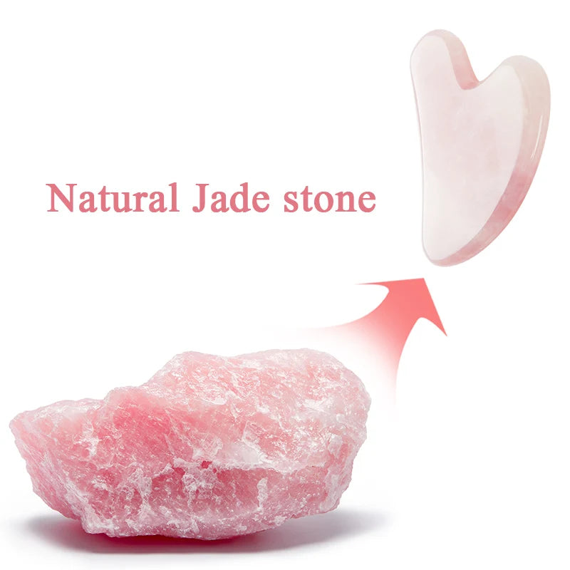 Natuurlijke Rozenkwarts Gua Sha Schraper – Roze Jade Gezichtsmassager – Anti-Rimpel & Gezichtslifting Tool – Voor Gezicht & Lichaam – SPA & Beauty Care