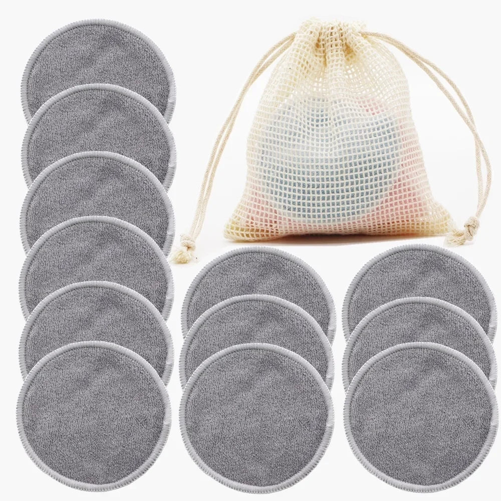 Herbruikbare Wattenschijfjes Set van 12 – Bamboe Make-up Remover Pads met Waszakje – Wasbare Katoenen Schijfjes voor Gezichtsreiniging en Huidverzorging