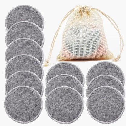 Herbruikbare Wattenschijfjes Set van 12 – Bamboe Make-up Remover Pads met Waszakje – Wasbare Katoenen Schijfjes voor Gezichtsreiniging en Huidverzorging