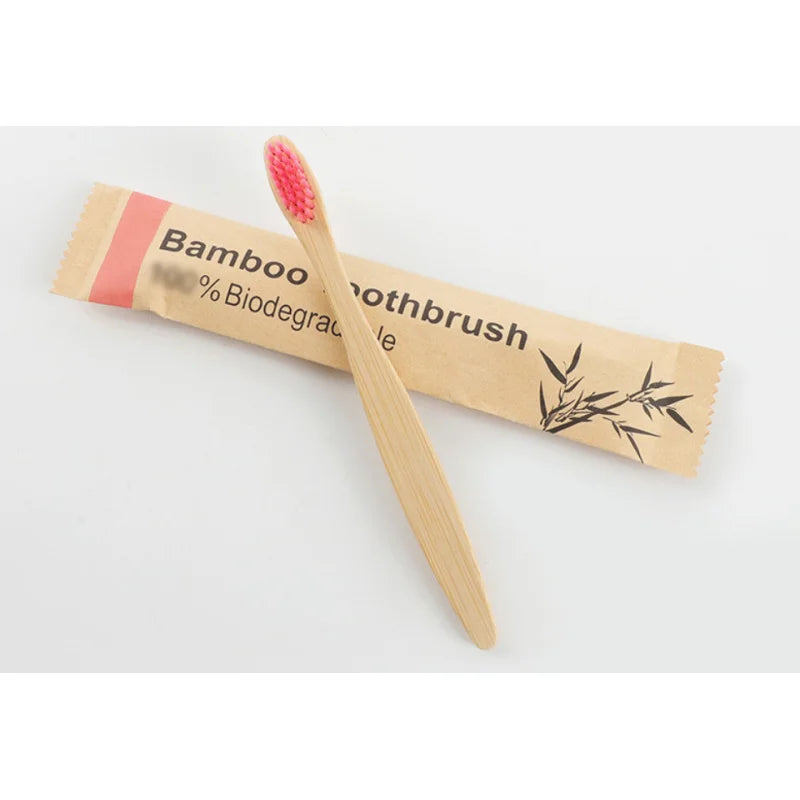 Bamboe Tandenborstels Set (10 Stuks) – Individueel Verpakt in Papier – Natuurlijke & Milieuvriendelijke Houten Tandenborstels