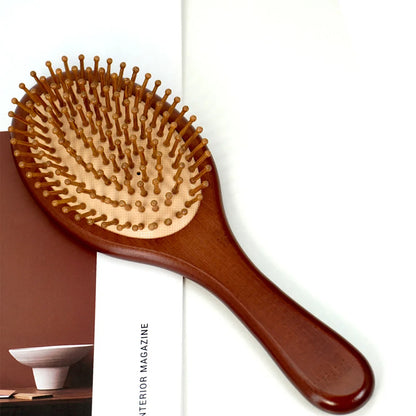 Bamboe Haarborstel – Natuurlijke Houten Anti-Statische Kam & Hoofdhuid Massager – Met Luchtkussen (Air Cushion) voor Ontklitten – Voor Dames & Heren