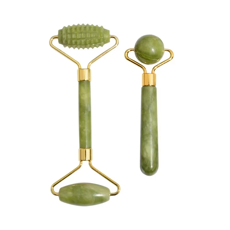 Natuurlijke Jade Roller & Gua Sha Set – Gezichtsmassager & Schraper – Anti-Rimpel & Gezichtslifting Tool – Groene Jade Steen voor Beauty & Skin Care