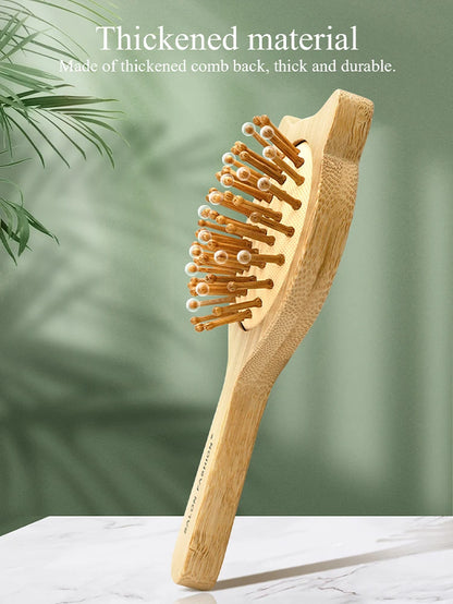 Bamboe Haarborstel – Natuurlijke Houten Anti-Statische Kam & Hoofdhuid Massager – Met Luchtkussen (Air Cushion) voor Ontklitten – Voor Dames & Heren