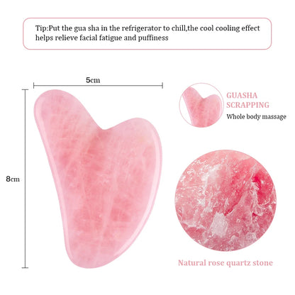 Natuurlijke Rozenkwarts Gua Sha Schraper – Roze Jade Gezichtsmassager – Anti-Rimpel & Gezichtslifting Tool – Voor Gezicht & Lichaam – SPA & Beauty Care