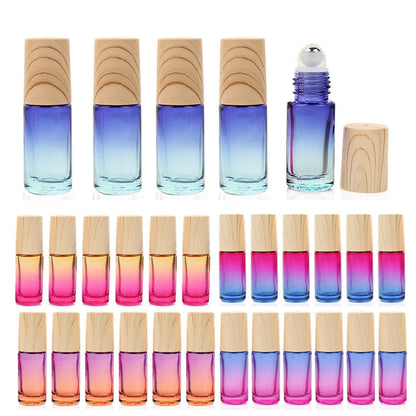 Glazen Rollerflesjes 5 ml – Set van 5/10/20/30/50 Stuks – Dik Glas met Verloopkleuren – Lege Roll-on Flesjes voor Etherische Olie en Reissets
