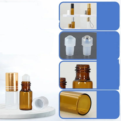 Glazen Rollerflesjes Bruin Glas – Set van 50 / 100 Stuks – 5 ml / 10 ml – Lege Roll-on Flesjes voor Etherische Olie, Parfum en Cosmetica